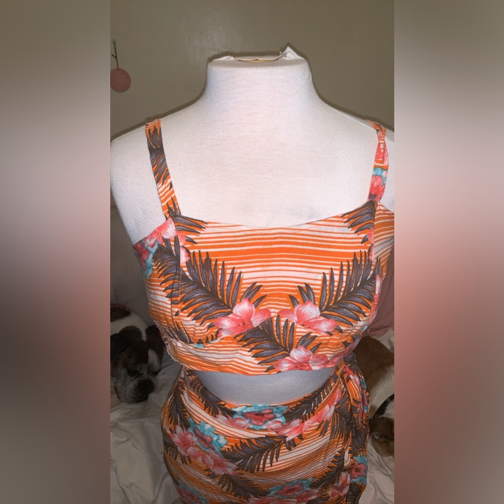 Sexy beach outfit with top and wrap skirt